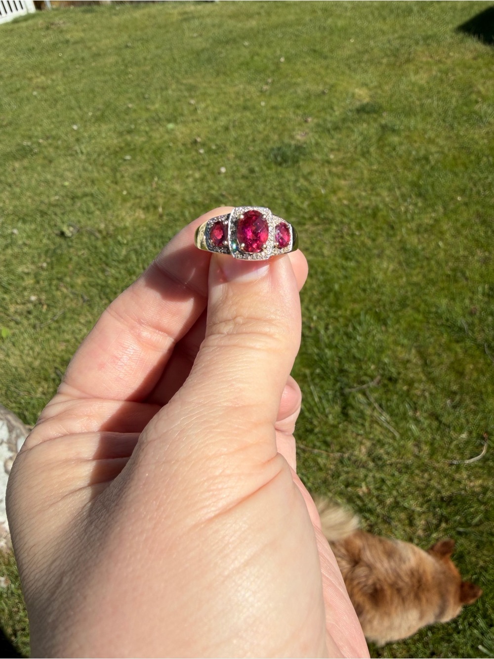 14k rubelite and diamond estate ring